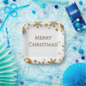 Frohe Weihnachten aus Gold Pappteller (Party)