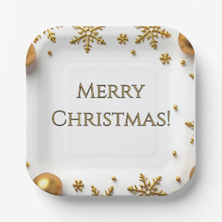 Frohe Weihnachten aus Gold Pappteller