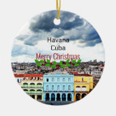 Frohe Weihnachten aus Havanna, Kuba Keramik Ornament (Vorne)