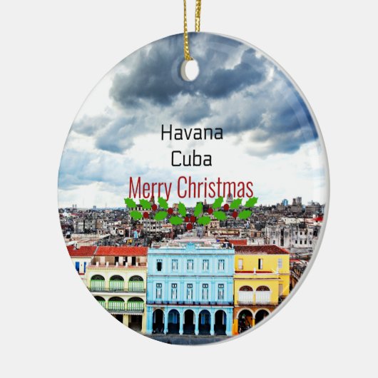 Frohe Weihnachten aus Havanna, Kuba Keramik Ornament (Links)