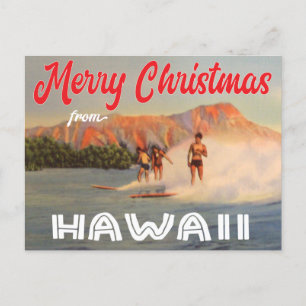 Frohe Weihnachten aus Hawaii vintage Surfen Postkarte
