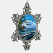 Frohe Weihnachten aus Honduras Schneeflocken Zinn-Ornament (Links)