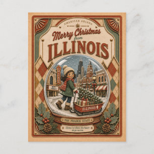 Frohe Weihnachten aus Illinois Vintage-Schneekugel