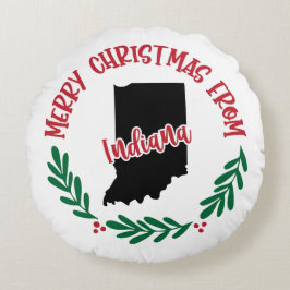 Frohe Weihnachten aus Indiana US Red Green White Rundes Kissen