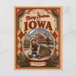 Frohe Weihnachten aus Iowa Vintage-Schneekugel