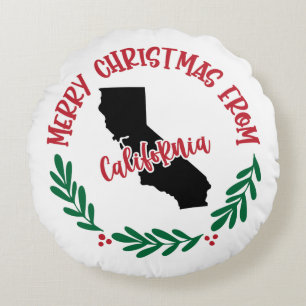 Frohe Weihnachten aus Kalifornien US Red Green Rundes Kissen