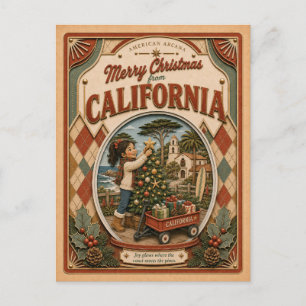Frohe Weihnachten aus Kalifornien Vintage-Schneeku