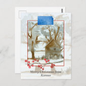 Frohe Weihnachten aus Kansas Winter Cabin Landscha Postkarte (Vorne/Hinten)