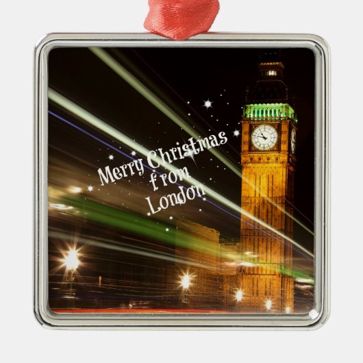 Frohe Weihnachten aus London - Big Ben Silbernes Ornament (Vorne)