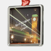 Frohe Weihnachten aus London - Big Ben Silbernes Ornament (Links)