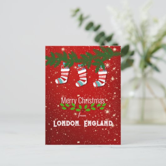 Frohe Weihnachten aus London, England Postkarte (Stehend Vorderseite)