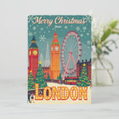 Frohe Weihnachten aus London Vintag Retro (Stehend Vorderseite)