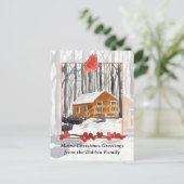 Frohe Weihnachten aus Maine Cabin Winterwald (Stehend Vorderseite)