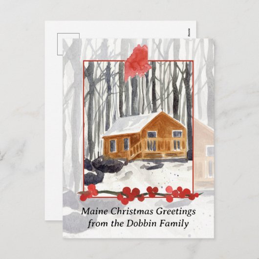 Frohe Weihnachten aus Maine Cabin Winterwald (Vorne/Hinten)