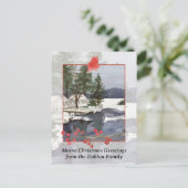 Frohe Weihnachten aus Maine Lake Cabin (Stehend Vorderseite)