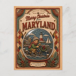 Frohe Weihnachten aus Maryland Vintage-Schneekugel