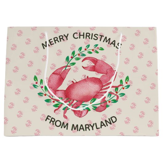 Frohe Weihnachten aus Maryland Weihnachtskrabbe Große Geschenktüte (Vorderseite)
