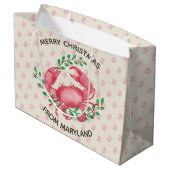 Frohe Weihnachten aus Maryland Weihnachtskrabbe Große Geschenktüte (Rückseite Schrägansicht)