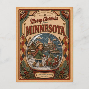 Frohe Weihnachten aus Minnesota Vintage-Schneekuge