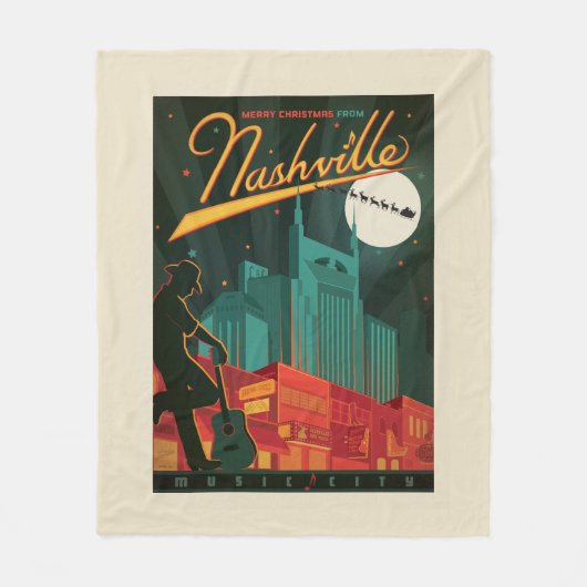 Frohe Weihnachten aus Nashville Fleecedecke (Vorderseite)