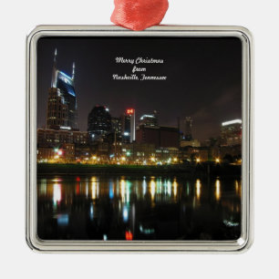 Frohe Weihnachten aus Nashville, Tennessee Silbernes Ornament