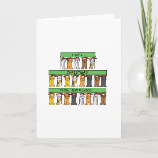 Frohe Weihnachten aus New Mexico Cartoon Katzen (Vorderseite)