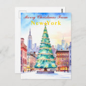Frohe Weihnachten aus New York Festive Tree Postkarte (Vorne/Hinten)