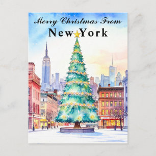 Frohe Weihnachten aus New York Holiday Tree Postkarte