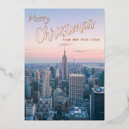 Frohe Weihnachten aus New York Skyline Family Foto Folien Feiertagskarte