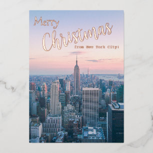 Frohe Weihnachten aus New York Skyline Family Foto Folien Feiertagskarte