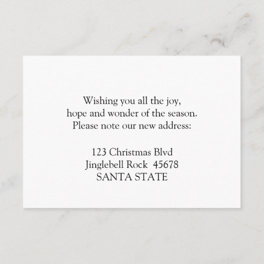 Frohe Weihnachten aus New Zuhause Collage Begleitkarte (Rückseite)