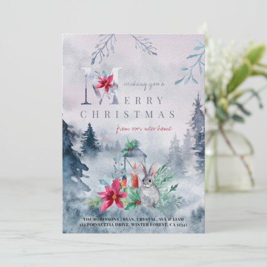 Frohe Weihnachten aus New Zuhause Misty Winter For Ankündigung (Stehend Vorderseite)