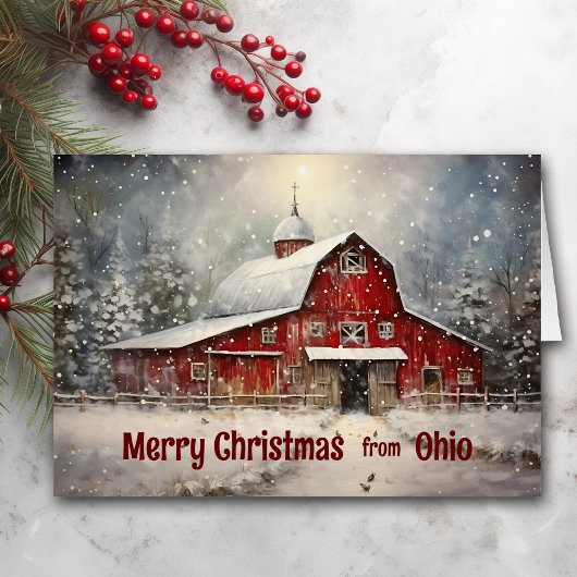 Frohe Weihnachten aus Ohio Winter Barn Card