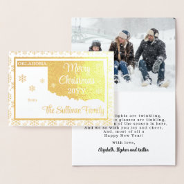 Frohe Weihnachten aus Oklahoma Staat Foto Folienkarte