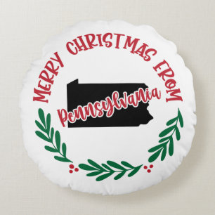 Frohe Weihnachten aus Pennsylvania US Red Green Rundes Kissen