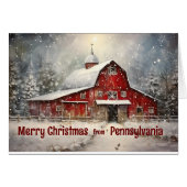 Frohe Weihnachten aus Pennsylvania Winter Barn Car (Vorderseite (Horizontal))
