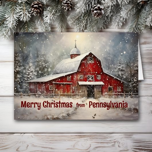 Frohe Weihnachten aus Pennsylvania Winter Barn Car