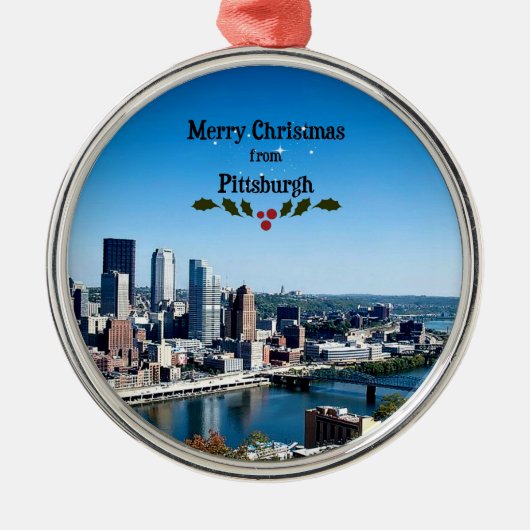 Frohe Weihnachten aus Pittsburgh Ornament Aus Metall (Vorne)