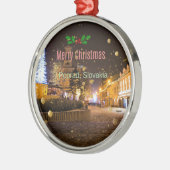 Frohe Weihnachten aus Poprad, Slowakei Ornament Aus Metall (Links)