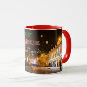 Frohe Weihnachten aus Poprad, Slowakei Tasse (VorderseiteRechts)