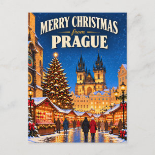 Frohe Weihnachten aus Prag Vintage-Weihnachtskarte