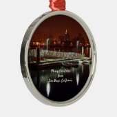Frohe Weihnachten aus San Diego, Kalifornien Silbernes Ornament (Rechts)