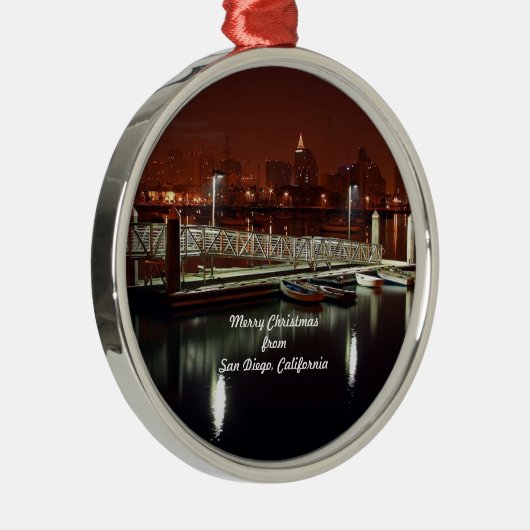 Frohe Weihnachten aus San Diego, Kalifornien Silbernes Ornament (Rechts)