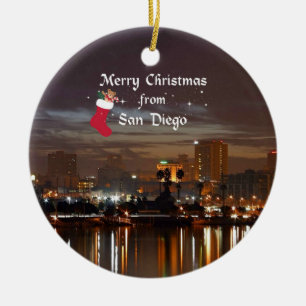Frohe Weihnachten aus San Diego Keramik Ornament