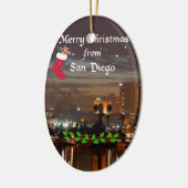 Frohe Weihnachten aus San Diego Keramik Ornament (Links)