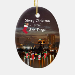 Frohe Weihnachten aus San Diego Keramik Ornament