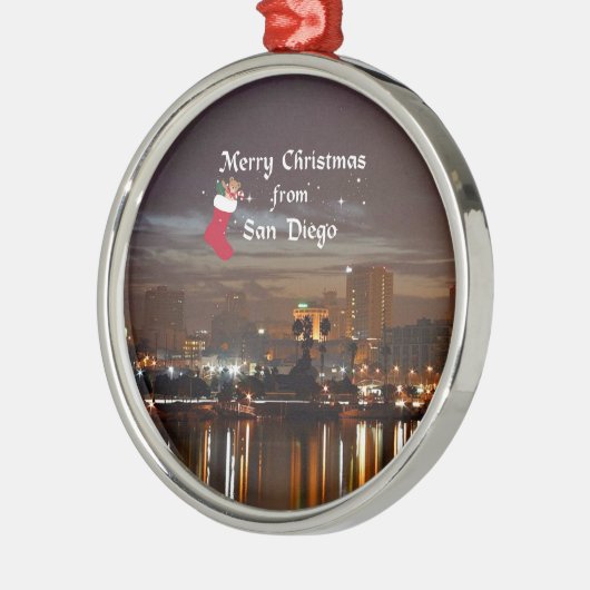 Frohe Weihnachten aus San Diego Ornament Aus Metall (Links)