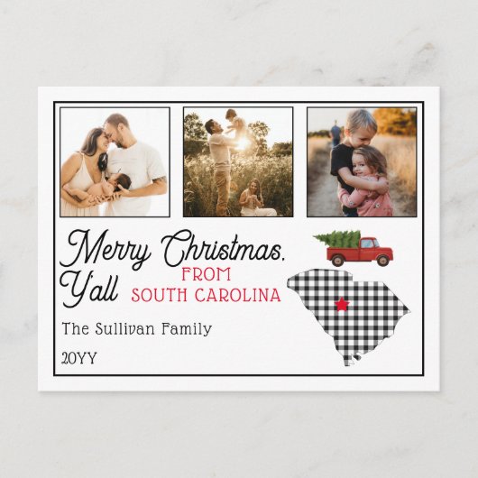 Frohe Weihnachten aus South Carolina Foto Holiday (Vorderseite)
