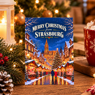 Frohe Weihnachten aus Straßburg Vintage Frankreich Postkarte