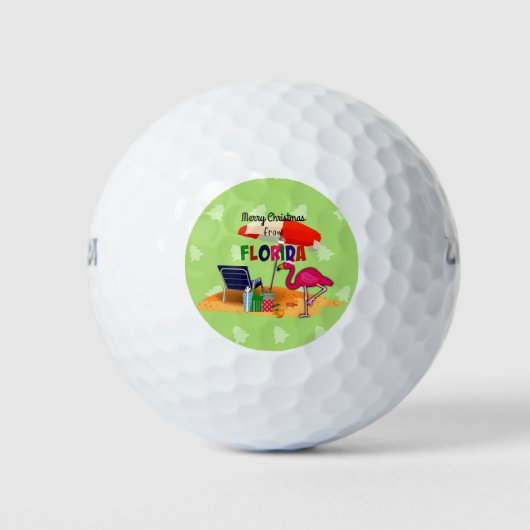 Frohe Weihnachten aus Sunny Florida Golfball (Vorderseite)